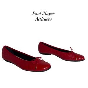 Paul Mayers Attitudes Cozy Red Bow Quilted Ballet Flats Shoes NIB Size 9 B
